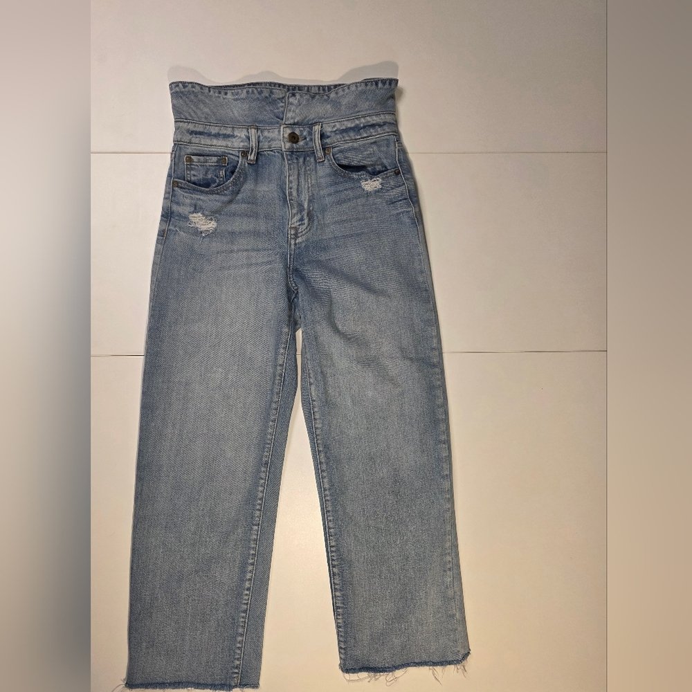 Pistola Fold-Over Cropped Wide-Leg Jeans